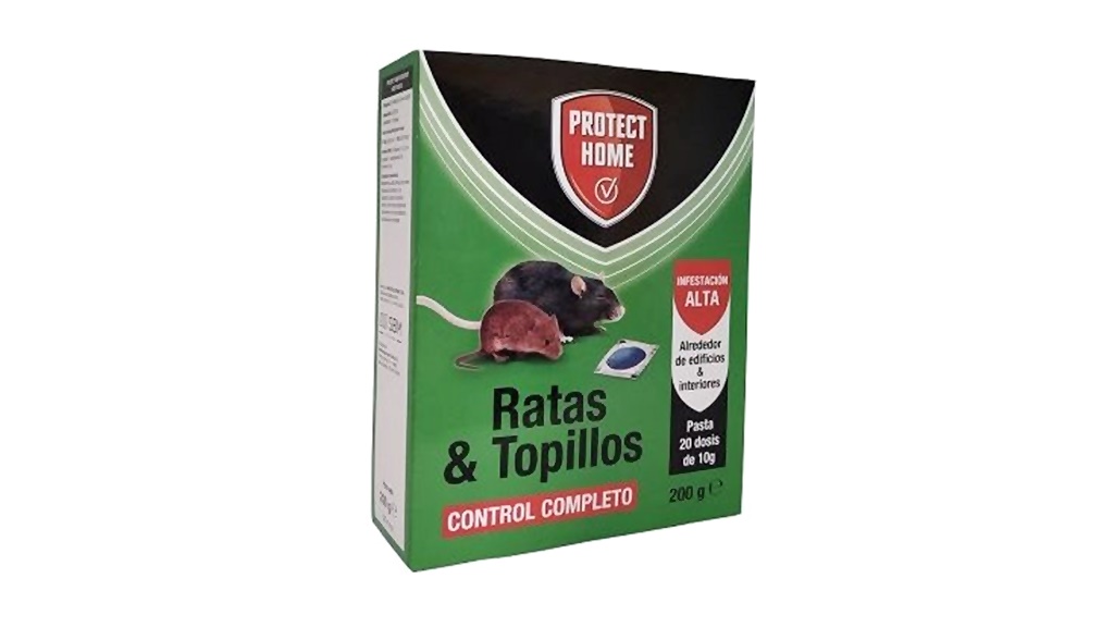 PROTECT HOME Raticida en Pasta, Control Completo. Indicado para Interiores  y despensas. Veneno para Ratas, Azul